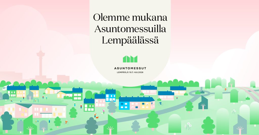 Asuntomessut Lempäälässä logo jossa teksti ja piirretty kuva